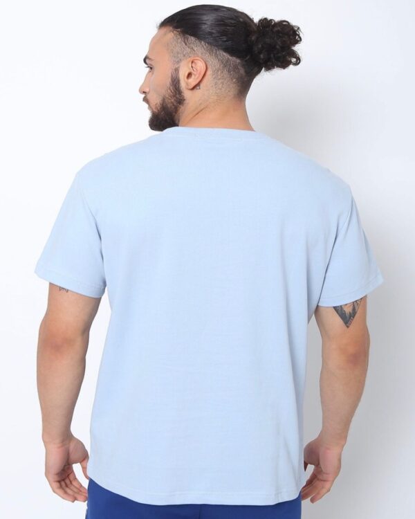 Calvin Klein Jeans Men Printed Round Neck Pure Cotton Blue T-Shirt - Image 2