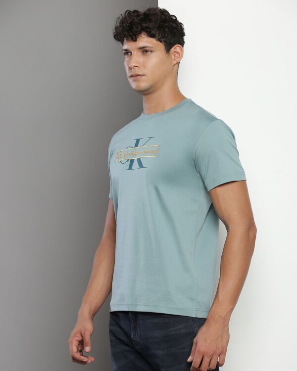 Calvin Klein Light Teal Cotton T-Shirt - Image 2