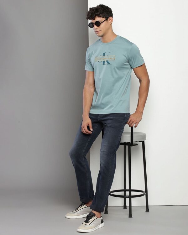 Calvin Klein Light Teal Cotton T-Shirt - Image 3