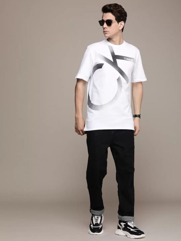 Calvin Klein Pure Cotton Brand Logo Printed Casual T-Shirt - Image 3