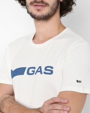 GAS Scuba Wave Logo Print Crew-Neck Slim Fit T-Shirt