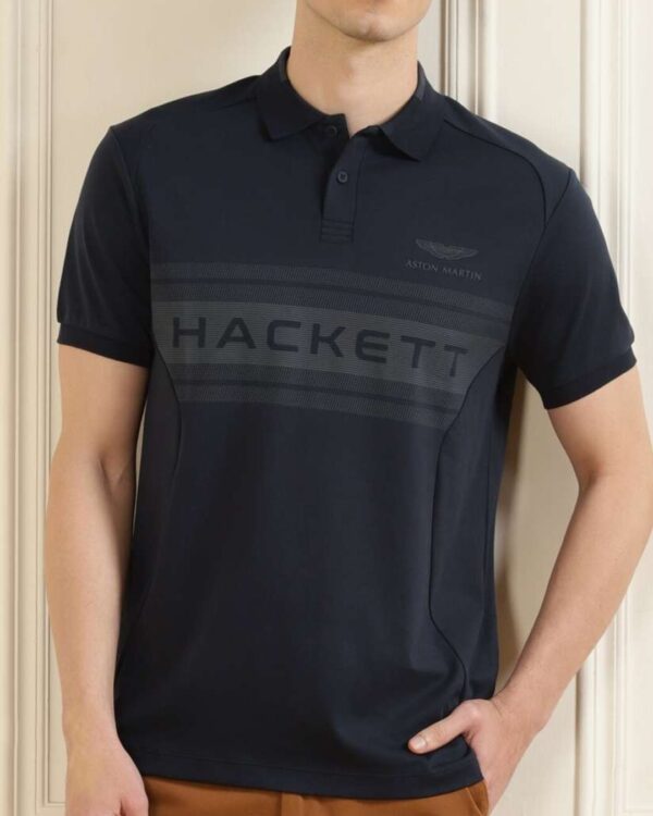 Hackett Men’s Navy Blue Typography Printed Polo T-Shirt