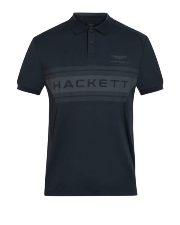 Hackett Men’s Navy Blue Typography Printed Polo T-Shirt - Image 2