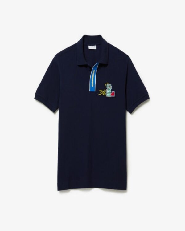LACOSTE Men's Holiday Contrast Placket And Crocodile Badge Polo