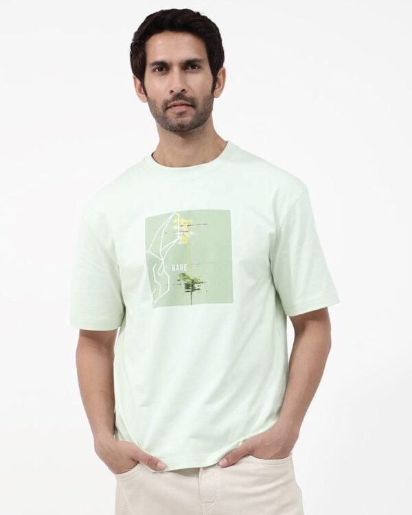 Rare Rabbit Men Luca Graphic Printed Oversized T-Shirt