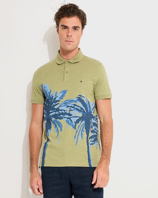 Tommy Hilfiger Men Palm Placement Print Regular Fit Polo T-Shirt