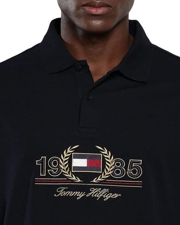 Tommy Hilfiger Typography Polo Collar Cotton T-Shirt - Image 3